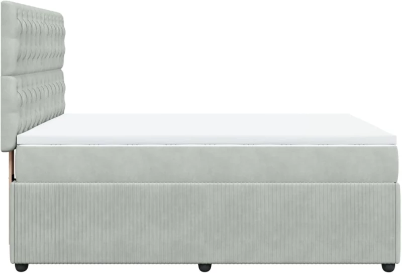 vidaXL Κρεβάτι Boxspring με Στρώμα Ανοιχτό Γκρι 140x190 εκ. Βελούδινο
