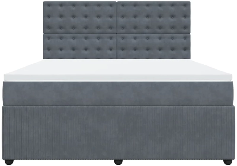 vidaXL Κρεβάτι Boxspring με Στρώμα Σκούρο Γκρι 180x200 εκ. Βελούδινο