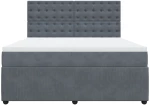 vidaXL Κρεβάτι Boxspring με Στρώμα Σκούρο Γκρι 180x200 εκ. Βελούδινο