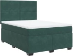vidaXL Κρεβάτι Boxspring με Στρώμα Σκούρο Πράσινο 140x200εκ. Βελούδινο