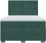 vidaXL Κρεβάτι Boxspring με Στρώμα Σκούρο Πράσινο 140x200εκ. Βελούδινο