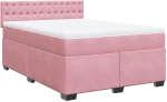 vidaXL Κρεβάτι Boxspring με Στρώμα Σκούρο Ροζ 140x200 εκ. Βελούδινο