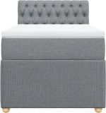 vidaXL Κρεβάτι Boxspring με Στρώμα Ανοιχτό Γκρι 90x190 εκ. Υφασμάτινο