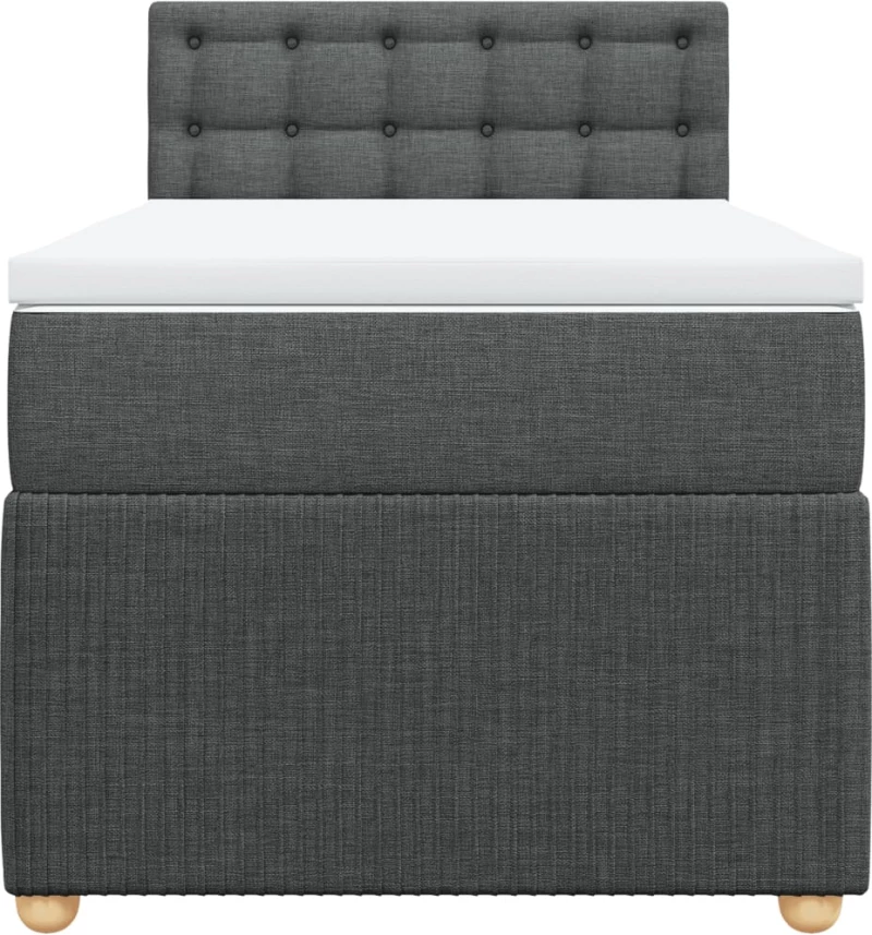 vidaXL Κρεβάτι Boxspring με Στρώμα Σκούρο Γκρι 90x190 εκ. Υφασμάτινο