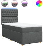 vidaXL Κρεβάτι Boxspring με Στρώμα Σκούρο Γκρι 100x200 εκ. Υφασμάτινο
