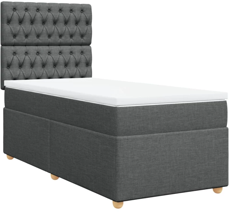 vidaXL Κρεβάτι Boxspring με Στρώμα Σκούρο Γκρι 100x200 εκ. Υφασμάτινο