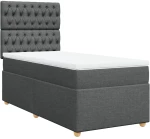 vidaXL Κρεβάτι Boxspring με Στρώμα Σκούρο Γκρι 100x200 εκ. Υφασμάτινο