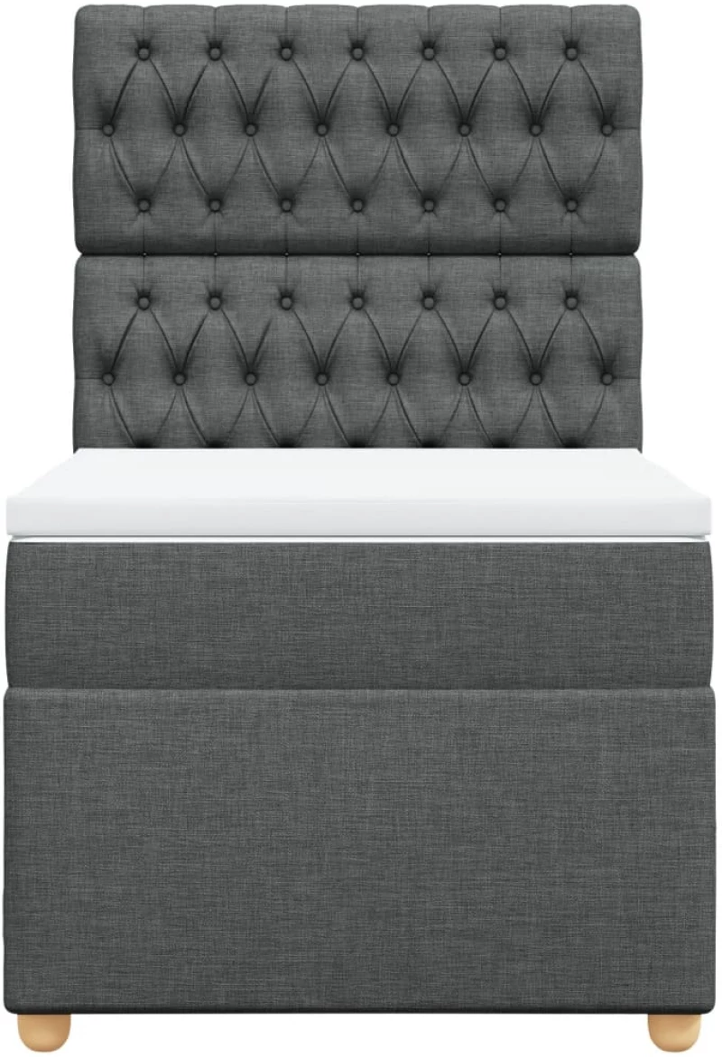 vidaXL Κρεβάτι Boxspring με Στρώμα Σκούρο Γκρι 100x200 εκ. Υφασμάτινο