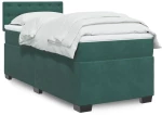 vidaXL Κρεβάτι Boxspring με Στρώμα Σκούρο Πράσινο 90x190 εκ. Βελούδινο
