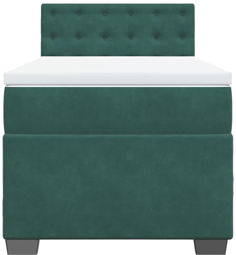 vidaXL Κρεβάτι Boxspring με Στρώμα Σκούρο Πράσινο 90x190 εκ. Βελούδινο