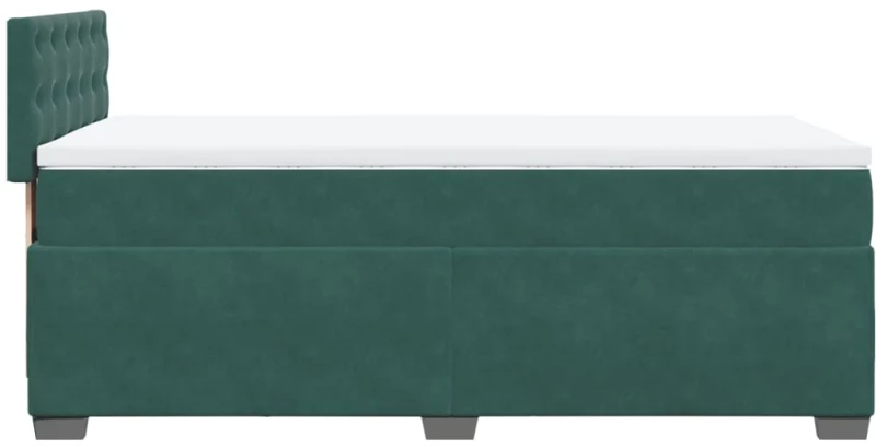 vidaXL Κρεβάτι Boxspring με Στρώμα Σκούρο Πράσινο 90x190 εκ. Βελούδινο