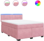 vidaXL Κρεβάτι Boxspring με Στρώμα Ροζ 160x200 εκ. Βελούδινο