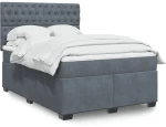 vidaXL Κρεβάτι Boxspring με Στρώμα Σκούρο Γκρι 160x200 εκ. Βελούδινο