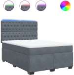 vidaXL Κρεβάτι Boxspring με Στρώμα Σκούρο Γκρι 160x200 εκ. Βελούδινο