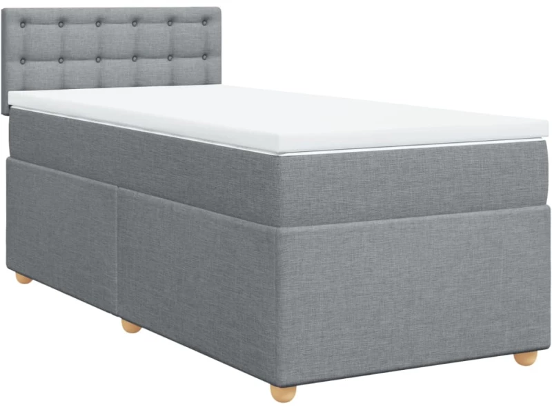 vidaXL Κρεβάτι Boxspring με Στρώμα Ανοιχτό Γκρι 100x200 εκ. Υφασμάτινο