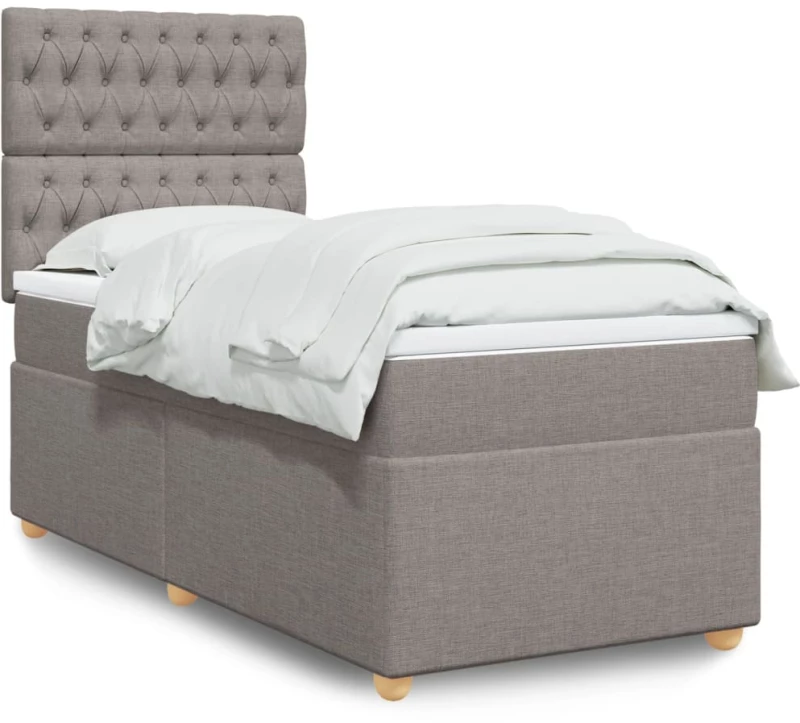 vidaXL Κρεβάτι Boxspring με Στρώμα Taupe 80x200 εκ. Υφασμάτινο