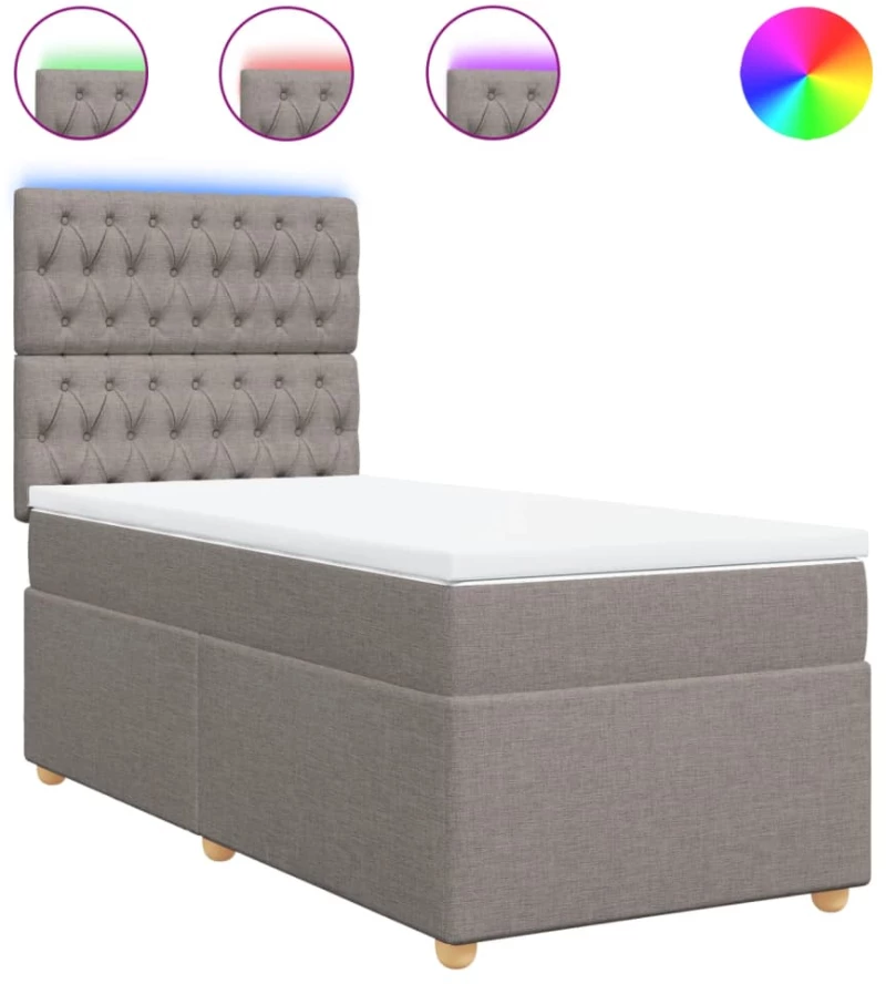 vidaXL Κρεβάτι Boxspring με Στρώμα Taupe 80x200 εκ. Υφασμάτινο