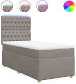 vidaXL Κρεβάτι Boxspring με Στρώμα Taupe 80x200 εκ. Υφασμάτινο