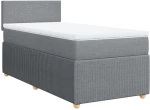 vidaXL Κρεβάτι Boxspring με Στρώμα Ανοιχτό Γκρι 90x190 εκ. Υφασμάτινο
