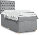 vidaXL Κρεβάτι Boxspring με Στρώμα Ανοιχτό Γκρι 90x200 εκ. Υφασμάτινο