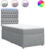 vidaXL Κρεβάτι Boxspring με Στρώμα Ανοιχτό Γκρι 90x200 εκ. Υφασμάτινο
