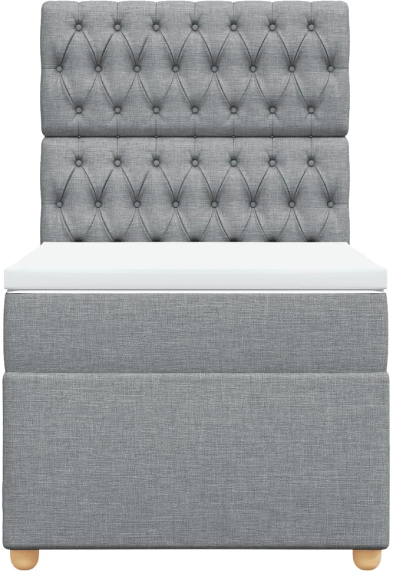 vidaXL Κρεβάτι Boxspring με Στρώμα Ανοιχτό Γκρι 90x200 εκ. Υφασμάτινο