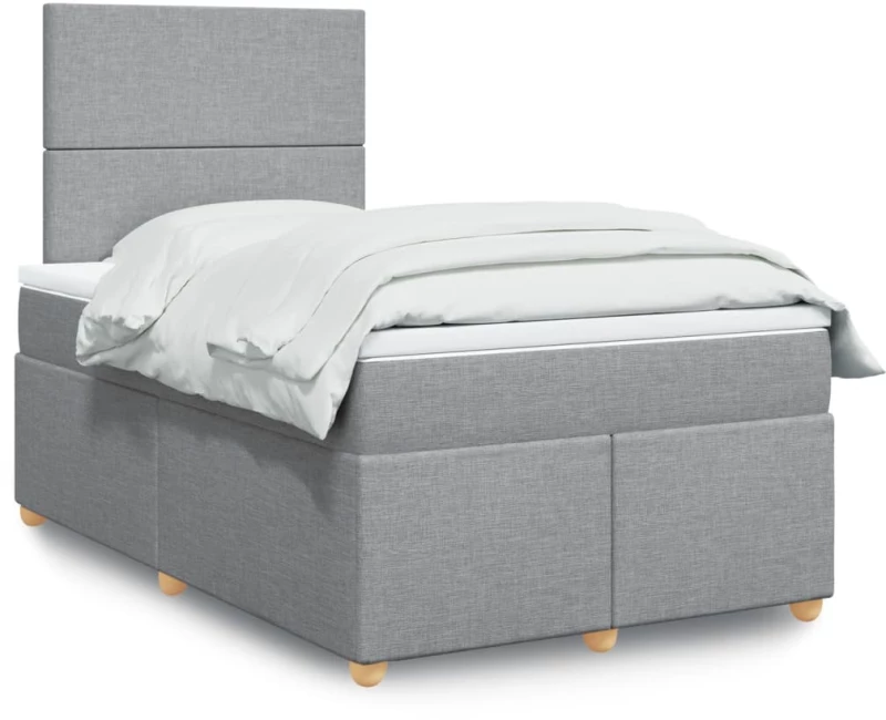 vidaXL Κρεβάτι Boxspring με Στρώμα Ανοιχτό Γκρι 120x200 εκ. Υφασμάτινο