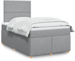 vidaXL Κρεβάτι Boxspring με Στρώμα Ανοιχτό Γκρι 120x200 εκ. Υφασμάτινο