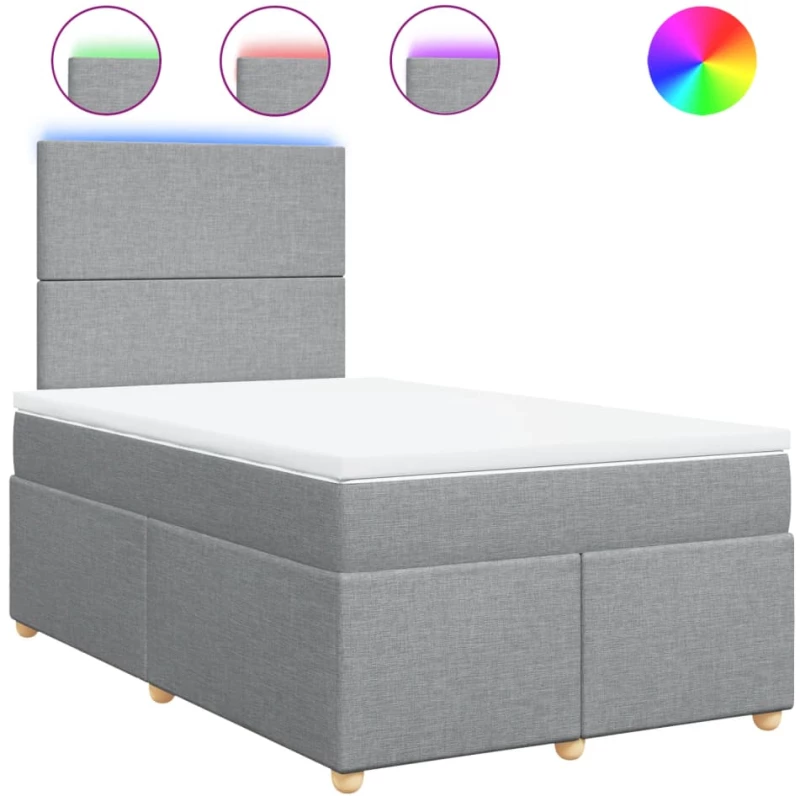vidaXL Κρεβάτι Boxspring με Στρώμα Ανοιχτό Γκρι 120x200 εκ. Υφασμάτινο