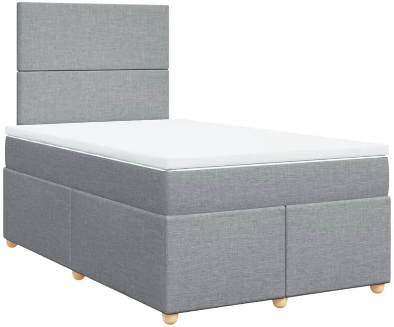 vidaXL Κρεβάτι Boxspring με Στρώμα Ανοιχτό Γκρι 120x200 εκ. Υφασμάτινο