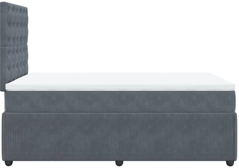 vidaXL Κρεβάτι Boxspring με Στρώμα Σκούρο Γκρι 120x200 εκ. Βελούδινο