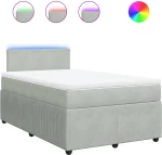 vidaXL Κρεβάτι Boxspring με Στρώμα Ανοιχτό Γκρι 120x200 εκ. Βελούδινο