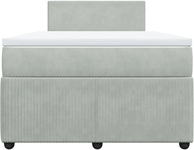 vidaXL Κρεβάτι Boxspring με Στρώμα Ανοιχτό Γκρι 120x200 εκ. Βελούδινο
