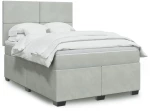 vidaXL Κρεβάτι Boxspring με Στρώμα Ανοιχτό Γκρι 160x200 εκ. Βελούδινο
