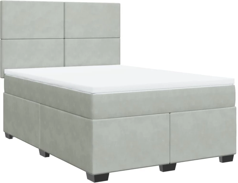 vidaXL Κρεβάτι Boxspring με Στρώμα Ανοιχτό Γκρι 160x200 εκ. Βελούδινο