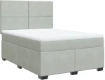 vidaXL Κρεβάτι Boxspring με Στρώμα Ανοιχτό Γκρι 160x200 εκ. Βελούδινο