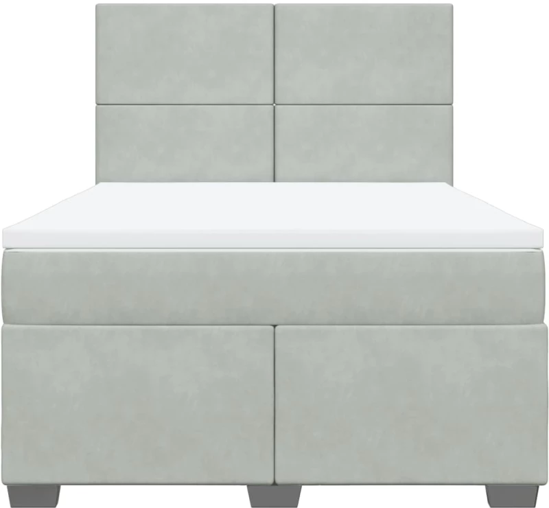 vidaXL Κρεβάτι Boxspring με Στρώμα Ανοιχτό Γκρι 160x200 εκ. Βελούδινο