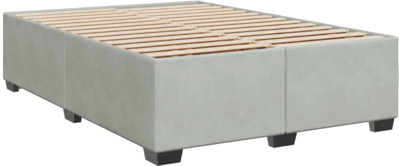 vidaXL Κρεβάτι Boxspring με Στρώμα Ανοιχτό Γκρι 160x200 εκ. Βελούδινο