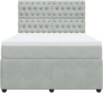 vidaXL Κρεβάτι Boxspring με Στρώμα Ανοιχτό Γκρι 140x200 εκ. Βελούδινο