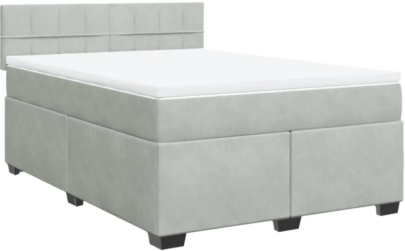 vidaXL Κρεβάτι Boxspring με Στρώμα Ανοιχτό Γκρι 160x200 εκ. Βελούδινο