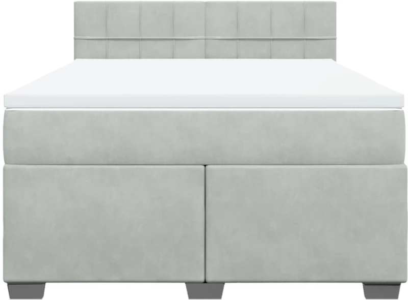 vidaXL Κρεβάτι Boxspring με Στρώμα Ανοιχτό Γκρι 160x200 εκ. Βελούδινο