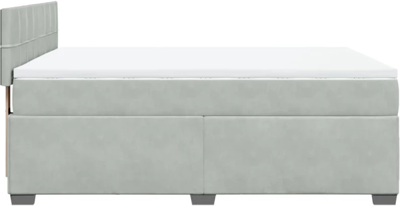 vidaXL Κρεβάτι Boxspring με Στρώμα Ανοιχτό Γκρι 160x200 εκ. Βελούδινο