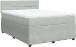 vidaXL Κρεβάτι Boxspring με Στρώμα Ανοιχτό Γκρι 140x190 εκ. Βελούδινο