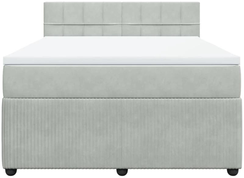 vidaXL Κρεβάτι Boxspring με Στρώμα Ανοιχτό Γκρι 140x190 εκ. Βελούδινο
