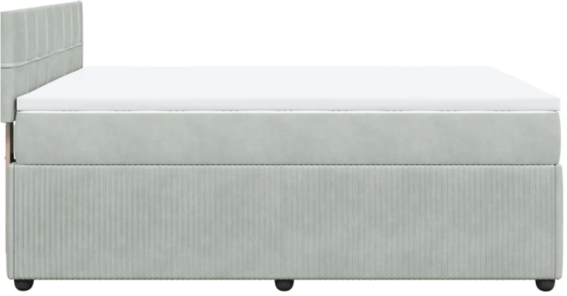 vidaXL Κρεβάτι Boxspring με Στρώμα Ανοιχτό Γκρι 140x190 εκ. Βελούδινο