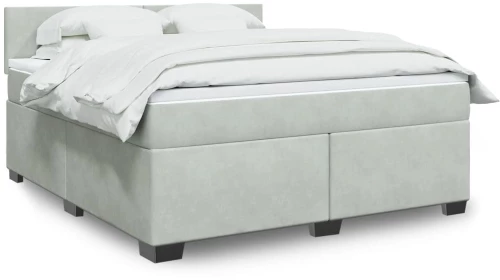vidaXL Κρεβάτι Boxspring με Στρώμα Ανοιχτό Γκρι 180x200 εκ. Βελούδινο