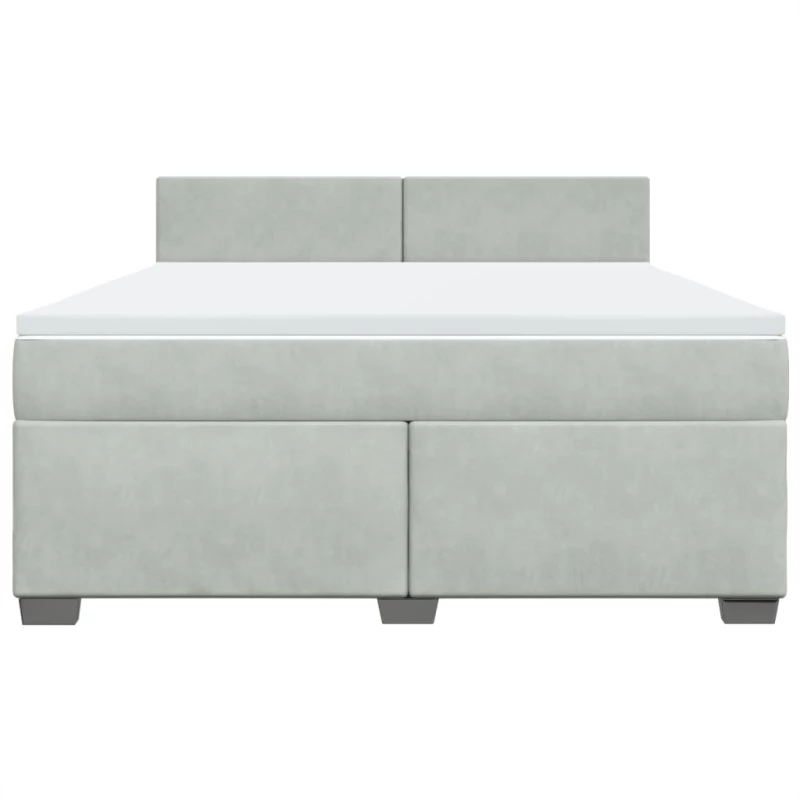 vidaXL Κρεβάτι Boxspring με Στρώμα Ανοιχτό Γκρι 180x200 εκ. Βελούδινο