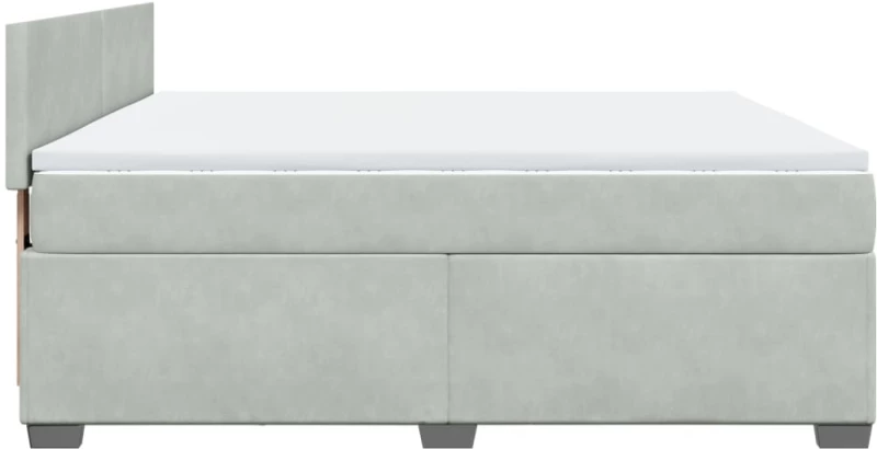 vidaXL Κρεβάτι Boxspring με Στρώμα Ανοιχτό Γκρι 180x200 εκ. Βελούδινο