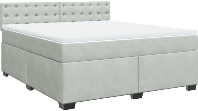vidaXL Κρεβάτι Boxspring με Στρώμα Ανοιχτό Γκρι 180x200 εκ. Βελούδινο