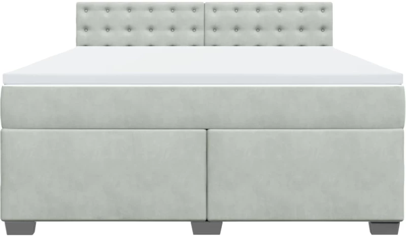 vidaXL Κρεβάτι Boxspring με Στρώμα Ανοιχτό Γκρι 180x200 εκ. Βελούδινο